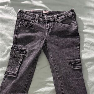 Vintage True Religion Black Cargo Jeans – Size 26 (Y2K)